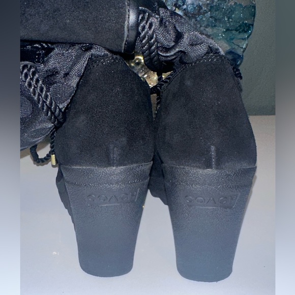 Like New Coach Maisy Leather Suede Signature C Wedge Heel Boots 7B - Picture 13 of 13